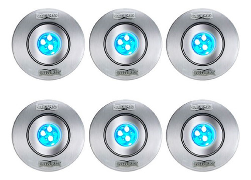 6 Refletor Hiper Led Sodramar 9w Rgb Inox Para Piscina