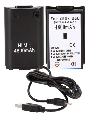 Cable Cargador Usb Negro+batería Recargable Para Xbox 360