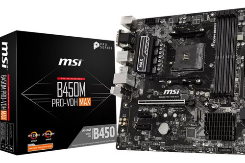 Placa Mae Msi B450m Pro-vdh Max Amd Ryzen Am4 Ddr4 Matx