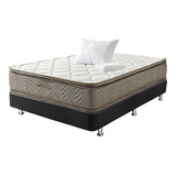 Combo Galaxy+base Tipo C Negro+1almohada+protector 100x190 Color Beige/gris