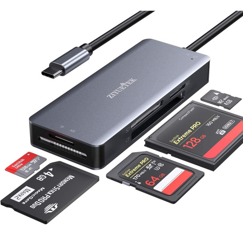 Lector De Tarjetas Usb-c A Cf / Sd / Tf / Micro Sd / Ms /...