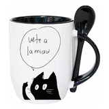 Taza Con Cuchara Vete A La Miaw Cerámica Taza De Gato 320ml