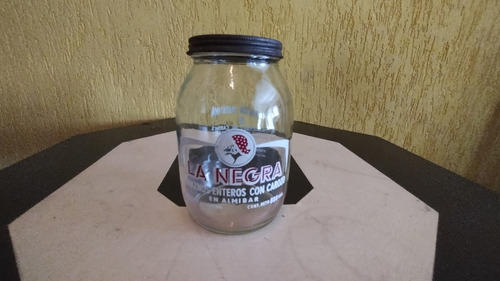 Antiguo Frasco De Vidrio Durazno La Negra 800 Gr Tapa Rosca 