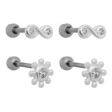 Piercing Prata 925 Para Orelha Conch - Tragus - Helix - Flat