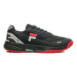 Zapatillas Fila Tenis Hombre Acer H Negro-gris-rojo Cli 