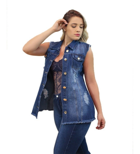 Colete Jeans Claro Feminino Atacado Qualidade C/lycra Oferta