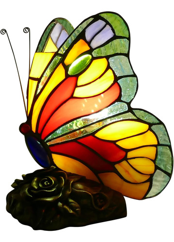 Virtueking Lámpara De Mesa Tiffany Con Mariposas Coloridas,
