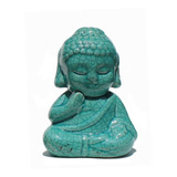 Buda Hindu Tibetano Tailandês Azul Claro Cerâmica Com 17cm