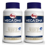 Kit 2un Suplemento Em Caps Vitafor Omega 3 Mega Dha 120 Caps Sabor Sem Sabor