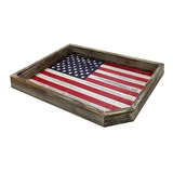 Bandeja Bandera Americana - Decorativa De Madera Envejecida