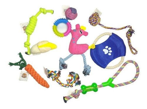 Juguetes Para Perros Cachorros Set X 10  De Cuerda Pelota