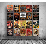 Poster Cuadro Cartel Vintage Harley Davidson Logos Hd