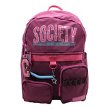 Mochila Espalda Escolar Cresko Society 16 Pulgadas Ck367 Color Violeta Diseño De La Tela Liso