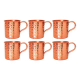 Caneca De Cobre Puro Moscow Mule 350ml Sem Verniz | Kit 6 Un