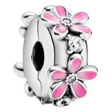 Charm Clip Margaritas Rosa Circones Plata 925 Silver Heart