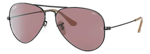 Anteojos De Sol Ray-ban Aviator Washed Evolve Extra Large Con Marco De Metal Color Polished Black, Lente Purple Clásica/fotocromática, Varilla Polished Black De Metal - Rb3025