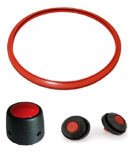 Kit 4 Pç P/ Panela Pressão 3d Alcast 4,5l Reparo Cor Preto