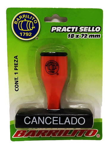 Sello Con Leyenda Barrilito Cancelado 18x72 Mm Color De La Tinta El De Preferencia Color Del Exterior Naranja Claro