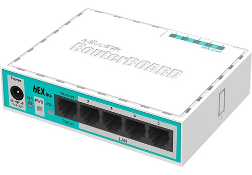 Router Mikrotik Routerboard Hex Lite Rb750r2 Blanco Y Turquesa 100v/240v