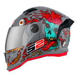 Capacete Fechado Stealth Zombie Brilhante Vis. Cromada