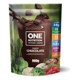 Suplemento Em Pó Pura Vida Premium One Vegan Sabor Chocolate (900g) - Veganos Em Saco Zip De 900ml