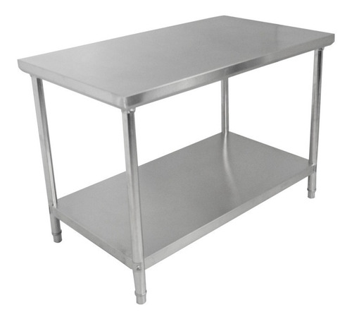 Mesa Inox Serviço Industrial  100x70cm C Prateleira Pés Inox