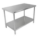 Mesa Inox Serviço Industrial  100x70cm C Prateleira Pés Inox