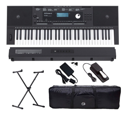 Teclado Roland Arranjador Ex20a Kit Capa Suporte E Pedal 