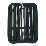 Extrator Cravos Espinhas Acne Kit Curetas Inox Com 8 Peças