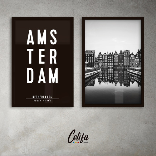 Set Cuadro Amsterdam - Decorativo 40x60 - Ciudades Del Mundo