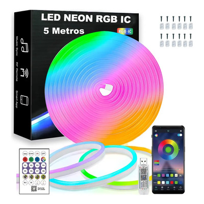 Tiras De Rgb Ic Led Luz De Neón Flexible 5m Con Control App | MercadoLibre