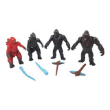Juguete Godzilla Vs Kong Figuras 4pzs Negro Rojo Accesorios