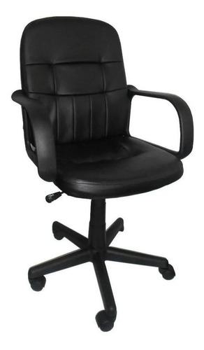 Silla Escritorio Oficina Pc Ecocuero Ejecutiva Brazos Negra Color Negro Material Del Tapizado Cuero Sintético