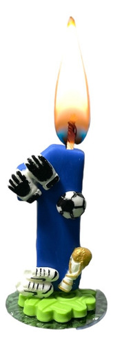 Vela Em Biscuit Futebol, Personalizada Vela Topo De Bolo
