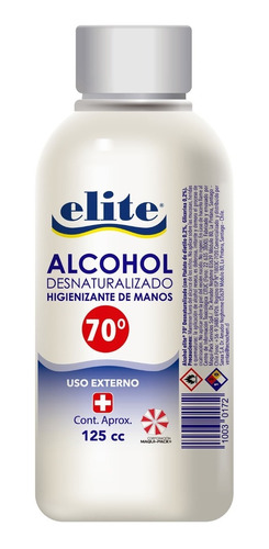 Alcohol Higienizante 70° Elite De 125 Ml (12 Unidades)