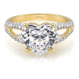 Anillo Divino Corazón Zirconia Francesa Oro 14k