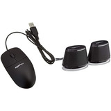 Mouse Usb 3 Botones Negro + Parlantes Negros Amazon Basics