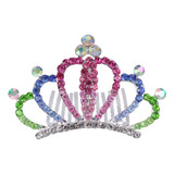 Tiara Colorida Con Forma De Corona De Pelo De Cristal Para N