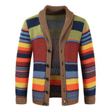 Jersey Tipo Cárdigan Para Hombre Rainbow Patchwork