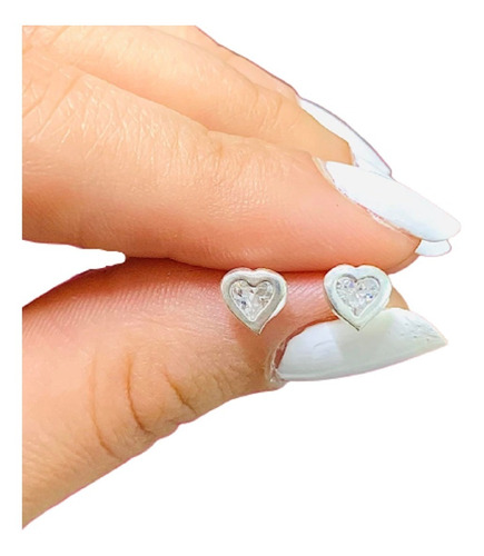 Aros Corazon Con Cubic Plata 925 Ideal Regalo Ar 336