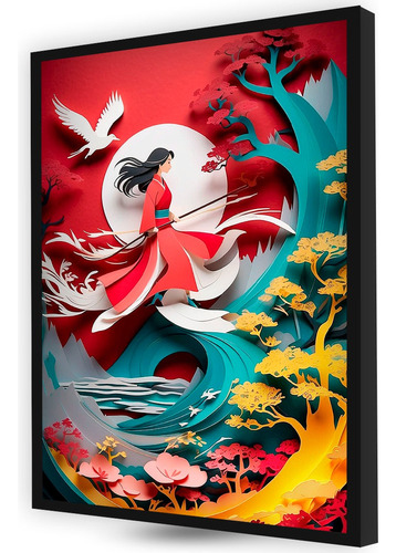 Quadro Decoração Infantil Mulan Quarto De Criança Elegante 