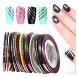 Set 30 Cintas Adhesivas De Colores Uñas Nail Art Manicure