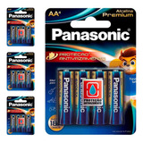 16 Pilhas Alcalinas Premium Aa Panasonic (4 Cart)