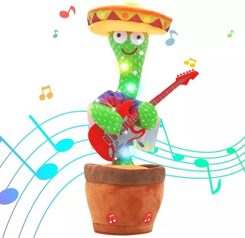 Cactus Bailarín Brillante Recargable Graba Sonidos Y Canta