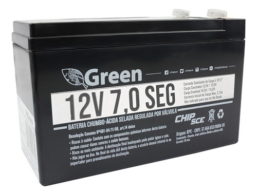 Kit 10 Bateria Selada Green 12v 7,0 Seg Alarme 013-3505