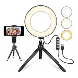 Aro De Luz Led 16cm Con Tripode De Mesa 