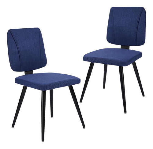 Juego De 2 Sillas De Comedor, Sillas Para Salón Modernas Color De La Estructura De La Silla Azul Color Del Asiento Azul Diseño De La Tela Azul