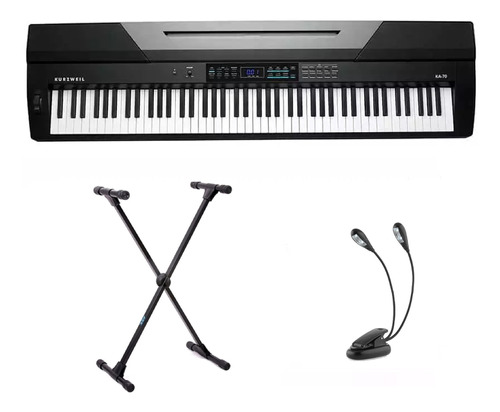 Kit Piano Arranjador Kurzweil Ka70 Com Suporte E Luminária