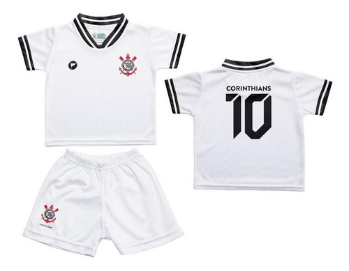 Conjunto Bebê Corinthians Uniforme Branco - Torcida Baby