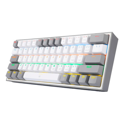 Teclado Gamer Redragon Fizz Rainbow K617r Blanco gris Inglés Idioma Inglés US | Meses sin interés